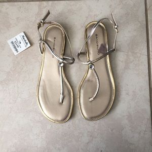 Gold and silver metallic sandals